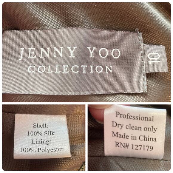 Jenny Yoo Collection Brown Silk Ruched Strapless Formal Evening Gown 10 - Picture 15 of 16